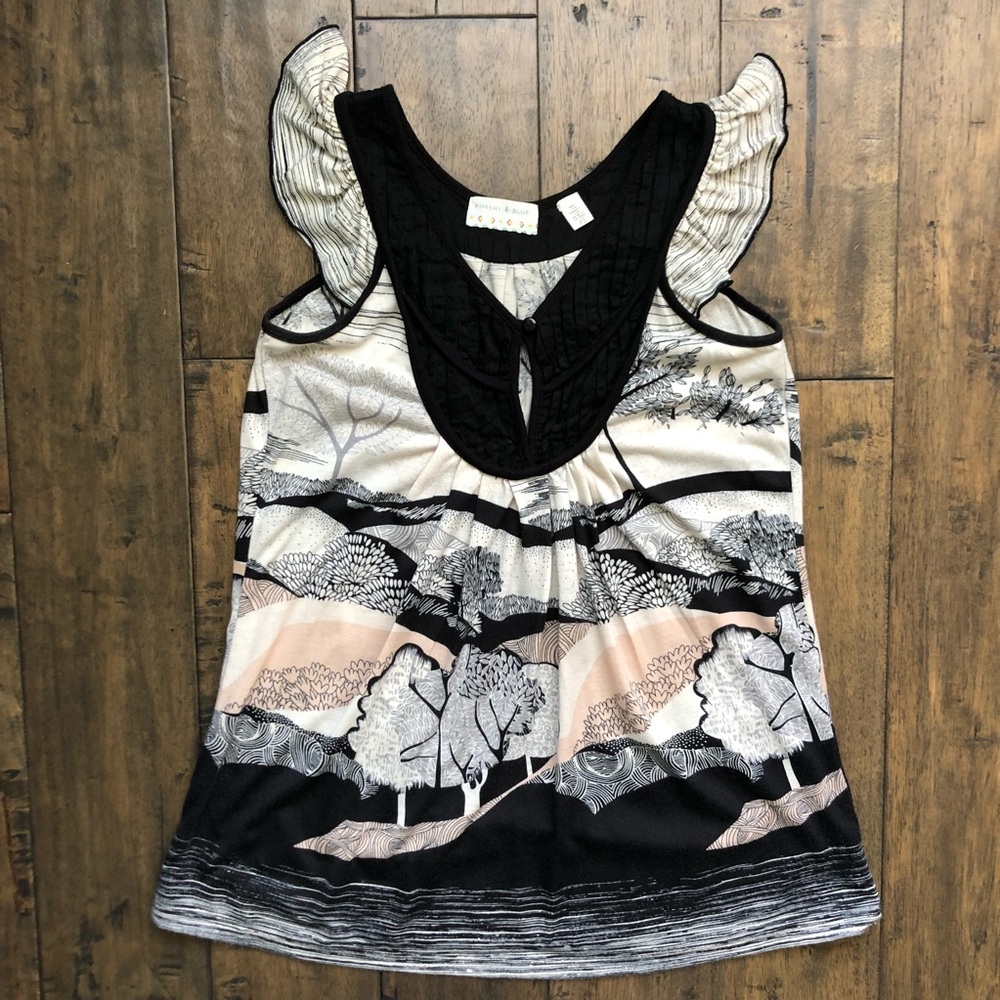 Kimchi Blue Flutter Sleeve Tank Nature Scenery XS